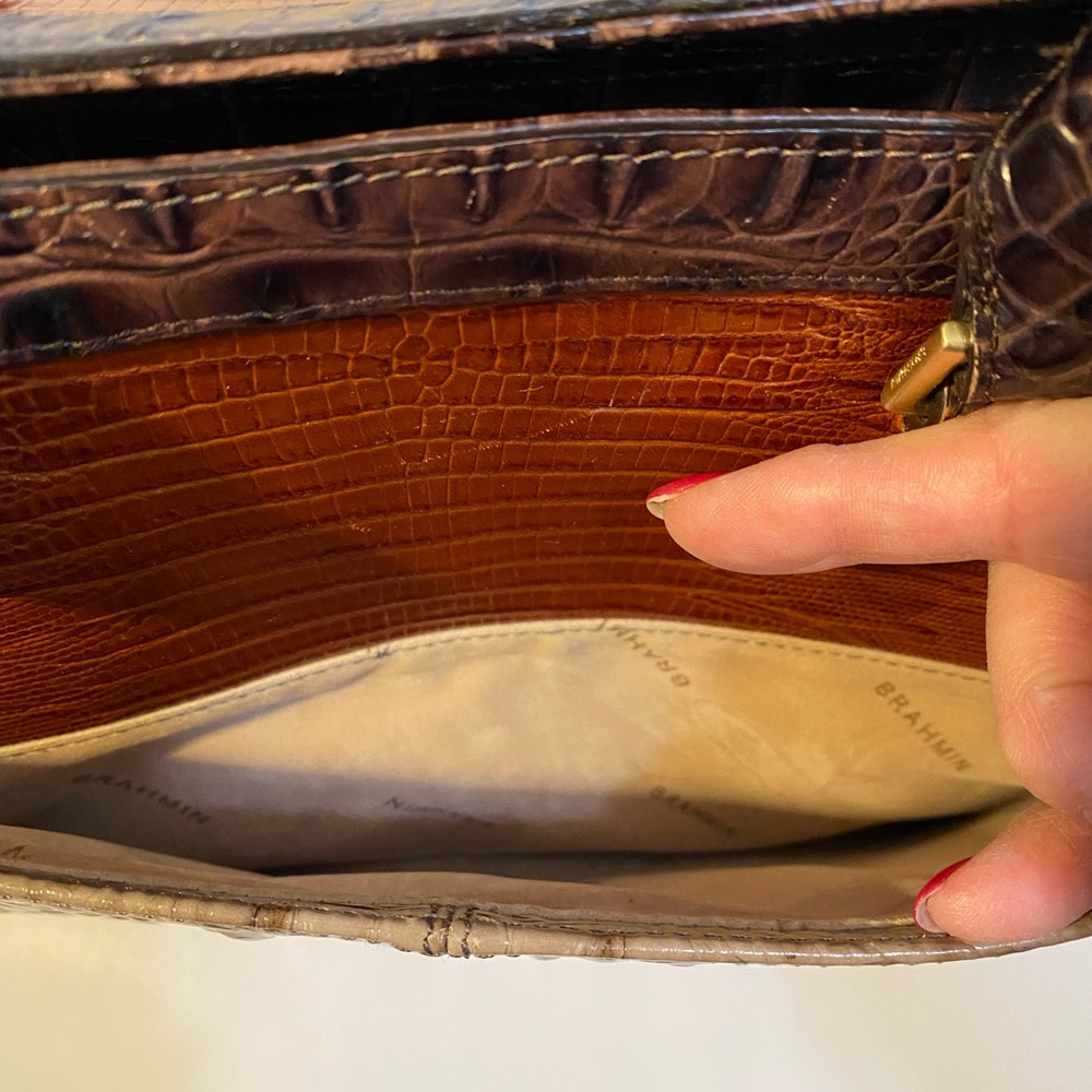 Elegant Brahmin Crocodile-Embossed Multi-colored Handbag - Picture 6 of 10